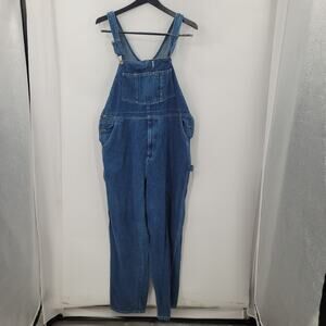 Guide Gear Vintage Coverall Overalls XL blue denim Brass button 30" Inseam